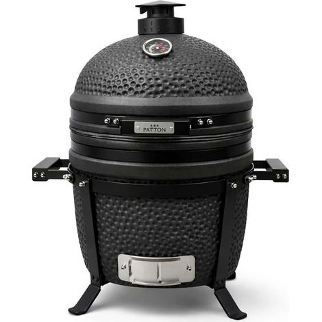 Barbecue kamado en céramique à poser Patton Premium Compact 15" - Grille Ø 34 cm - noir mat
