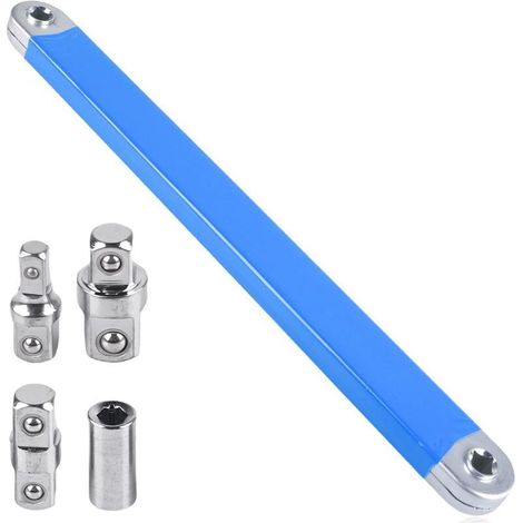 Set di 5 prolunghe a cricchetto e 5 adattatori (1/2", 1/4" e 3/8"), prolunga regolabile per chiave inglese, ideale per meccanici generici e appassionati del fai da te. (1/5)