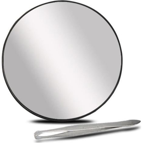 Miroir grossissant à ventouse - JUANIO - Diam. 8,5 cm - Grossissement x15 - 2 ventouses - Pince inox (1/4)