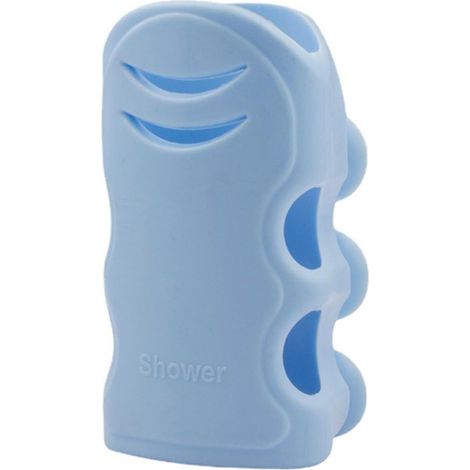 Support de pommeau de douche sans perçage Posheliox, support réglable en gel de silice avec ventouse puissante et crochets pour jouets de bain, conception étanche (bleu) (1/5)