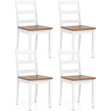 Set de 4 chaises de table en bois avec pieds en bois d'hévéa massif - marron rustique (1/5)