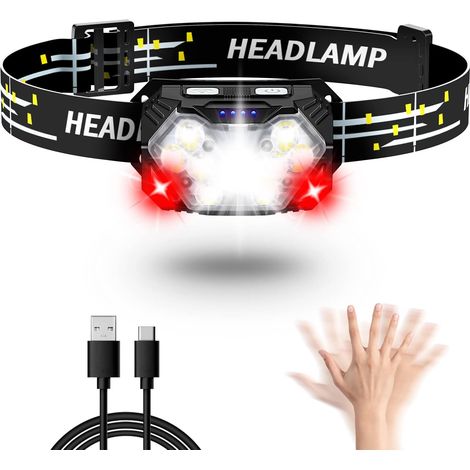 Lampe Frontale LED(2 Pièces/1 Pièce), High Lumens Torche Frontale Puissante, Piles Comprennent, Multiples Modes D'éclairage, IPX5 Étanche pour Camping, Jogging, Pêche