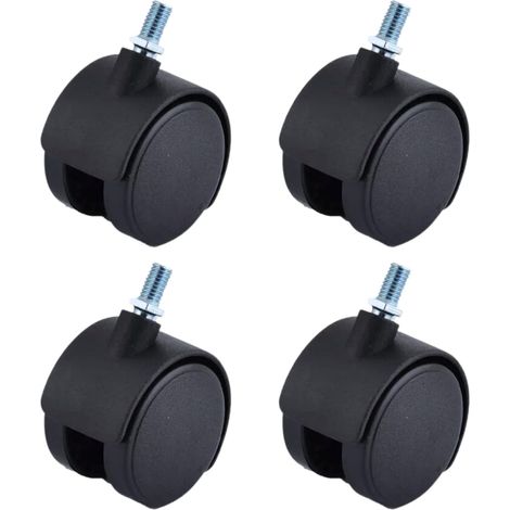 Kit 4 Roulettes Pour Meubles Diamètre 50 mm Hauteur 55 mm – Roues Pivotantes (Sans Frein - Boulon Fileté) (1/2)