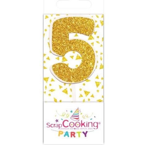 Bougie dorée pour décoration de fête - Mini 5" - Intérieur - Anniversaire enfant