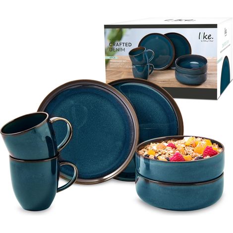 like. by Villeroy & Boch Crafted Denim set da colazione, 6 pz., per 2 persone, blu (1/5)