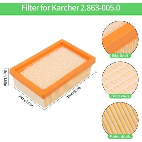 2er-Pack Ersatz-Staubsaugerfilter für Kärcher WD4, WD5, WD6, MV4, MV5, MV6 (Faltfilter) (1/4)