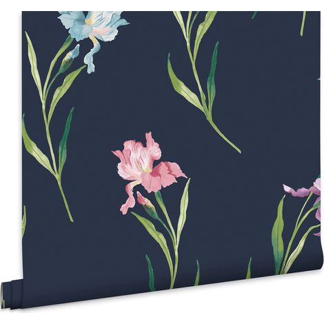 Laura Ashley Hawling Irises Midnight Seaspray Vliestapete 10mx52cm