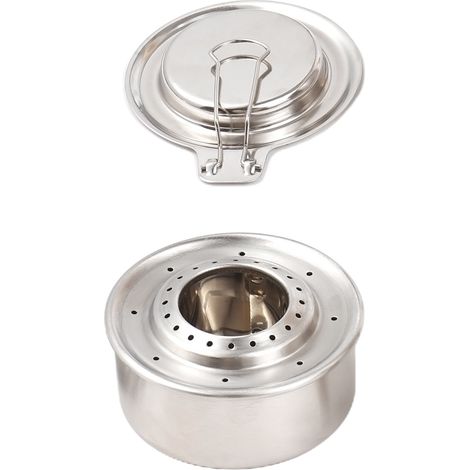 Réchaud à alcool en acier inoxydable, brûleur Portable avec couvercle d'extinction d'incendie pour le Camping en plein air (1/5)