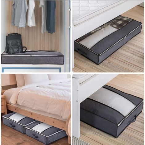 Aufbewahrungstasche, 3er-Set große Aufbewahrungstaschen für Bettdecken, Kleidung, Decken, Kissen, Spielzeug, Aufbewahrungstasche unter dem Bett mit Griff, 50 x 100 x 18 cm (1/4)