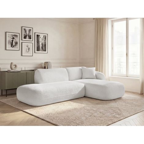 BOBOCHIC - Canapé d'angle fixe modulable ANDA avec 1 méridienne et 1 chauffeuse bout de canapé Angle droit  Blanc
