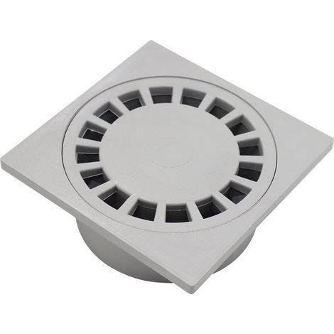 Quadratischer, gerader Bodenablauf aus grauem PVC-Kunststoff (1/5)