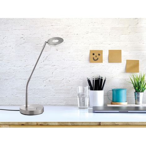LED Schreibtischlampe DENT Silber mit Dimmer, Höhe 60cm (1/5)