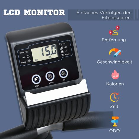 Liegeergometer mit LCD-Anzeige 8 stufig einstellbarem Magnetwiderstand Liegeheimtrainer mit Herzfrequenzsensoren, verstellbarer Rückenlehne, Nutzergewicht bis 110 kg für zu Hause Gym (1/5)