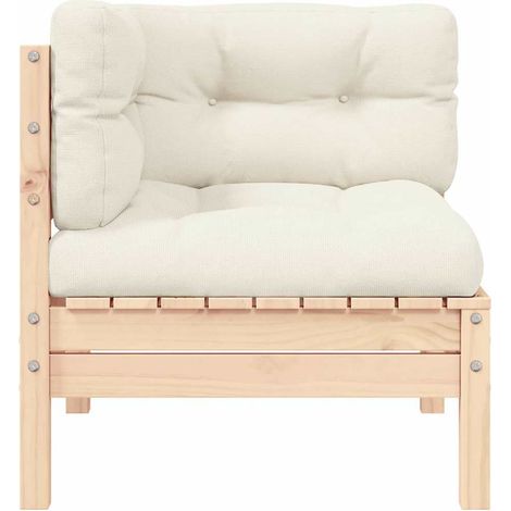 Canapé d'angle de jardin,Canapé d'extérieur,Sofa de jardin avec coussins crème Bois de pin massif CFW552913 (1/5)