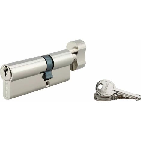 Thirard – Cylindre de serrure à bouton 30 x 50 mm – Mécanisme à 5 goupilles – Panneton anti-arrachement – 3 clés en acier nickelé