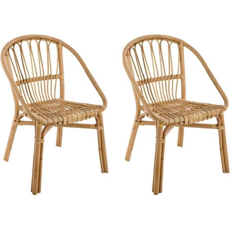 Atmosphera – Lot de 2 chaises en rotin beige 80cm – Design élégant – Dimensions L. 56 x l. 63 x H. 80 cm – Poids 3,95 Kg (1/5)