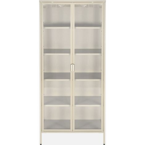 Aparador, vitrina de acero y vidrio templado con 2 puertas, 180cm (1/5)