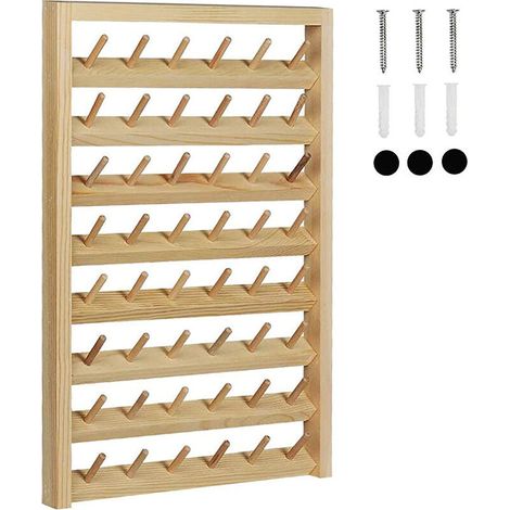 CREA – support de fil pliable pour 48 bobines, organisateur de support en bois, support mural, cône, Machine à broder, couture