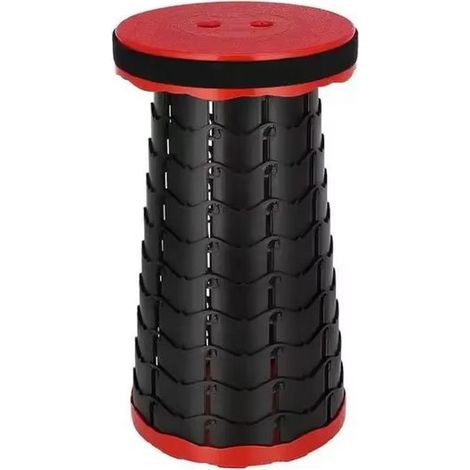 Tabouret télescopique pliant rouge - Siège réglable compact à emporter partout - 25 x 45 cm - Livraison gratuite (1/5)