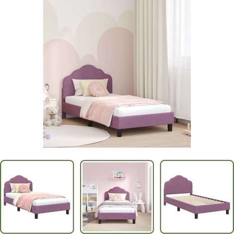 vidaXL Design bas - Cadre de lit pour enfants avec tête de lit Violet 80 x 160 cm (1/5)
