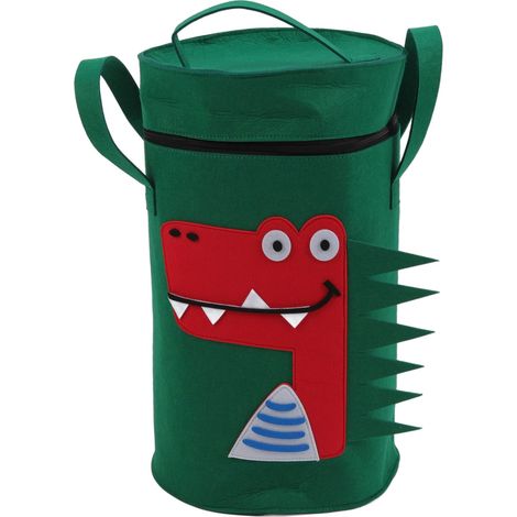Seau de rangement en feutre épais avec motif d'animaux de dessin animé, idéal pour les jouets d'enfants, les articles ménagers, le linge sale, etc., avec couvercle. (C) (1/5)