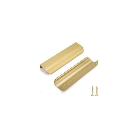 Lot de 15 Poignées de Meuble Cuisine Dorées Poignées Dorées Entraxe 128mm Poignées Cachées Poignées Placard Poignée Meuble Doré Poignée Armoires en Aluminium Incurvé