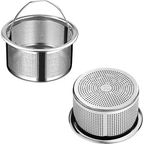 2 Pack Kitchen Sink Strainers with Handle, Stainless Steel Anti-Clogging Bathroom Sink Strainer, Integrated Design - Rustproof & Dishwasher Safe (1/5)