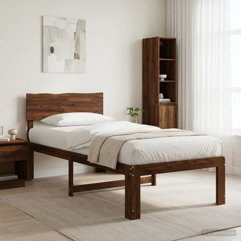 vidaXL Single Bed Frame with Headboard ROSTOCK Dark Brown 90 x 190 cm (1/5)