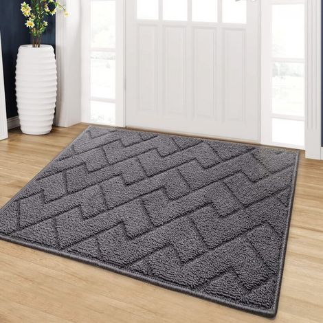 (Grey, 50 x 80 cm) Door Mat Indoor and Outdoor Entrance Doormat Non-Slip and Absorbent Rug, Washable, Carpet for Indoor, Outdoor, Bedroom, Kitchen, Entrance, Hallway (1/5)