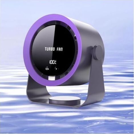 Ventilateur de bureau USB rechargeable avec affichage numérique, 5 vitesses ultra-silencieux, inclinable à 90°, suspendable pour chambre, cuisine, camping, bureau, salon (1/4)