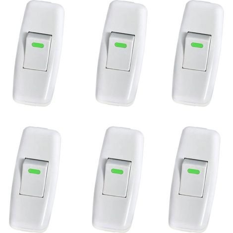 Interrupteur Lampe, Interrupteur Torpedo, Ligne Cordon Interrupteur, Interrupteur Lampe de Chevet, Interrupteur à Bascule en Ligne pour Lampe de Table de Chevet Remplacement du Bouton Marche, 6 Pack (1/5)