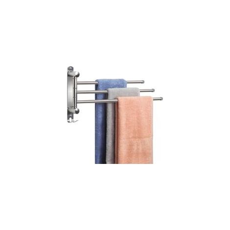 (32CM) Argent Porte Serviettes avec 3 Barres 180°Rotatives en Acier Inoxydable SUS304 Porte Serviette Murale Sèche Serviettes Gain de Place pour Salle de Bain Cuisine