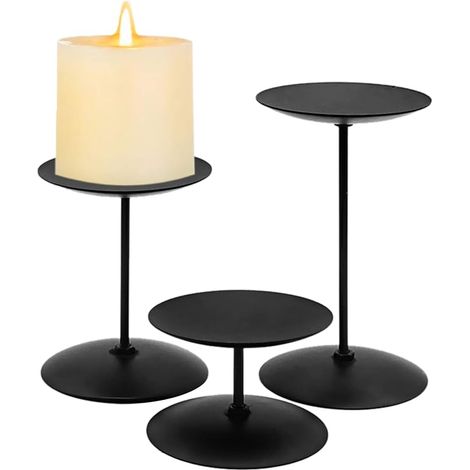 bougeoirs en métal Noir avec Plateau en métal (1/5)