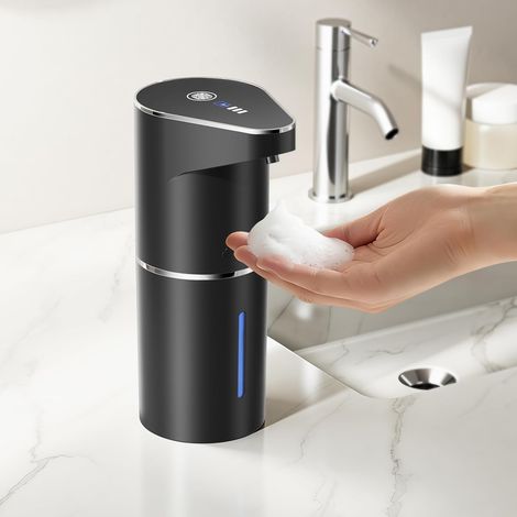Distributeur de savon automatique, distributeur de savon électrique rechargeable sans contact à montage mural, réglable sur 3 niveaux, 350 ml avec capteur de mouvement infrarouge pour (1/5)