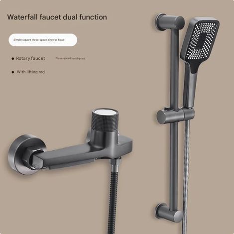 (Gris anthracite C) Robinet de baignoire cascade avec douchette, mitigeur de douche mural pour salle de bain (1/5)