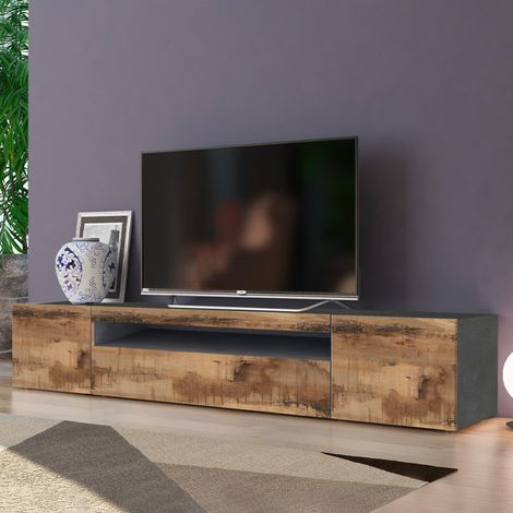 Mobile Porta Tv Moderno 200x40x36,5cm - FUSION - Colore: ardesia/acero pereira (1/5)