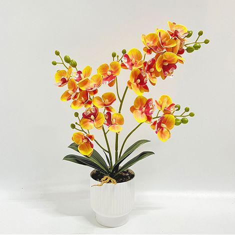 Orchidée artificielle phalaenopsis en pot, Sans entretien – Lavable, tiges flexibles, ne décolore pas – Idéale pour la décoration de la maison,9×9.5×37cm