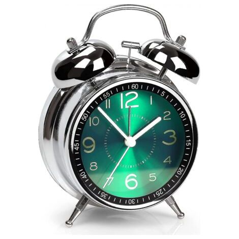 Réveil super puissant pour adultes qui dorment lourdement, double cloche rétro 4 pouces, silencieux, sans tic-tac, à quartz , cadran lumineux, réveils pour chambre à coucher (1/5)