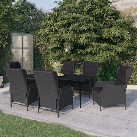 Juego de comedor de jardín 7 piezas gris oscuro vidaXL (1/5)
