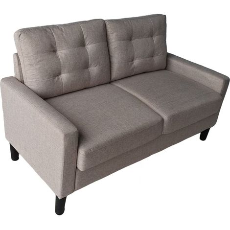 Home Heavenly® - Sofá DUBI cojines desenfundables, respaldo con capitoné, estructura de madera de pino 86x140-184x76 cm. Color: Beige 2 plazas (1/5)