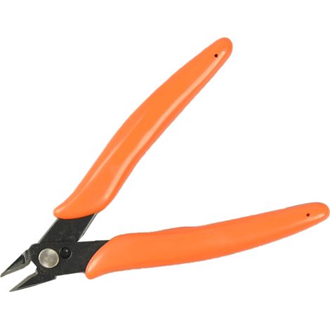 Pince coupante diagonale orange, légère et antidérapante, pour coupe de fil industrielle et bricolage, modèle mini à prise confortable. (1/5)