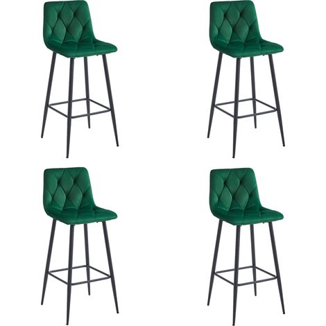 Taburete Valora KODA de terciopelo verde oscuro, patas negras x4 (1/5)