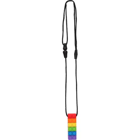 Collier de dentition en silicone rouge, forme de bloc de construction, pendentif à mâcher résistant à haute température. (1/5)