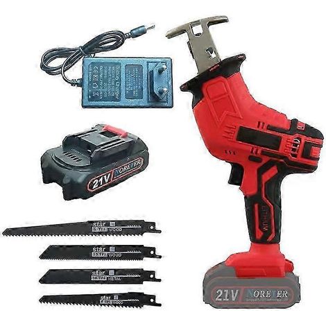 Scie alternative électrique sans fil 21 V, lame à changement rapide, batterie Li-ion rechargeable, pour la coupe du métal, du bois et du PVC. Outils électriques pour la découpe. (1/5)