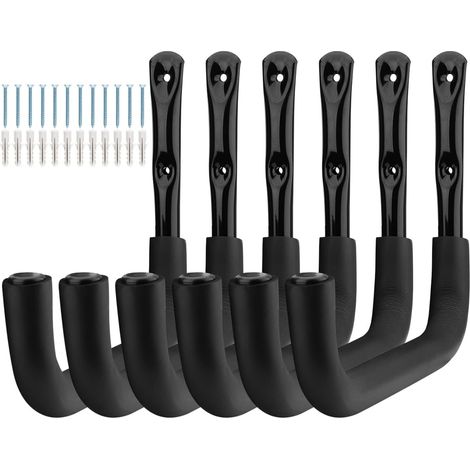 Crochets de rangement robustes pour garage, outils de jardin, crochets muraux pour suspendre échelles, chaises, kayak, tuyaux, articles encombrants (23,5 cm x 32,5 cm) Noir (1/5)