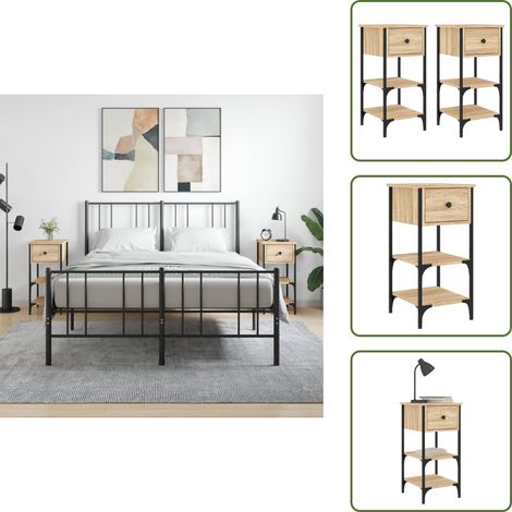 Nachttisch Sonoma Eiche - vidaXL Nachttische 2 Stk. Sonoma-Eiche 34x36x70 cm Holzwerkstoff - Nachttisch Holzwerkstoff