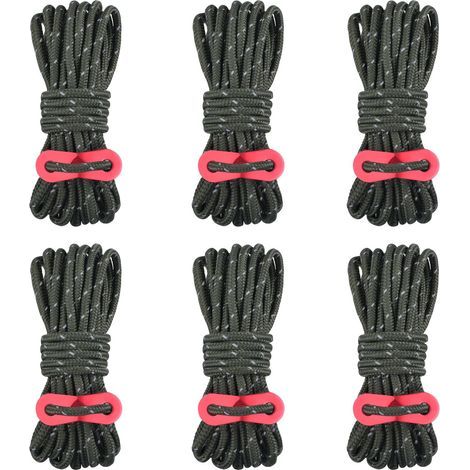 Corde de Tente Réfléchissante 4 m Corde Nylon avec Tendeur en Aluminium Léger Φ4mm Ficelle 6 Pièces pour Bâche Fixation Camping (03 Vert armé - 6 Pièces - Φ4mm) (1/4)