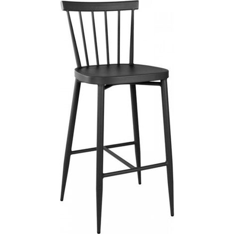 Lot de 2 tabourets hauts en aluminium (H)1080 x (L)470 mm, empilables, noires