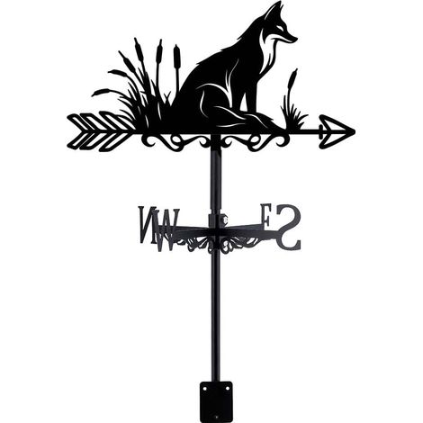 Fox Weather Vane Outdoor Garden Weather Vane Fox Reed Weather Vane Fox Metal Decorative Roof Weathervane Outdoor Decorative Wind Direction Indicator Decorative Garden Outdoor (1/5)