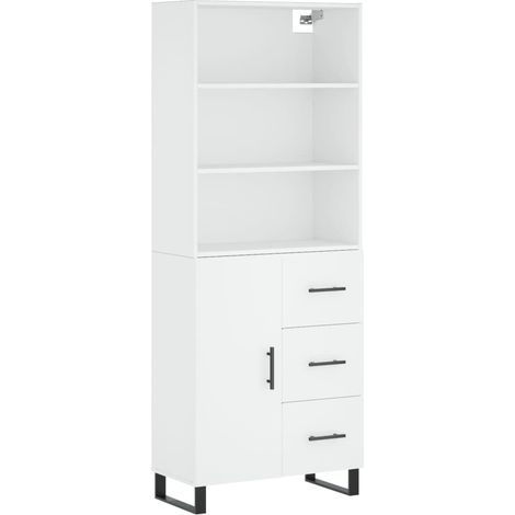 Aparador cómoda mueble de almacenaje organizador cocina salón salón alto 695 x 34 x 180 cm madera de ingeniería blanco 020032686